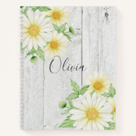 Daisies Name Rustic Wood Notitieboek