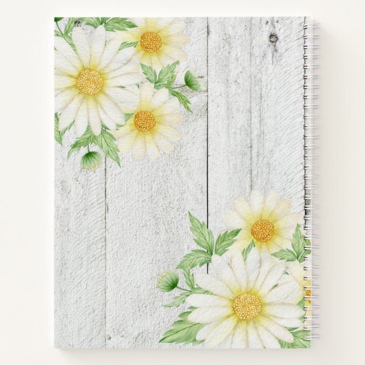 Daisies Name Rustic Wood Notitieboek (Achterkant)