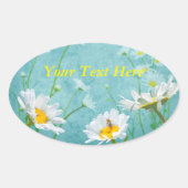Daisies on a blue background ovale sticker (Voorkant)