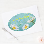 Daisies on a blue background ovale sticker (Envelop)