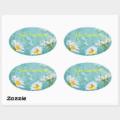 Daisies on a blue background ovale sticker (Vel)