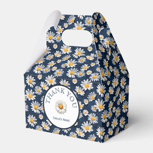 Daisies on Blue Denim Birthday  Bedankdoosjes (Voorkant Zijde)