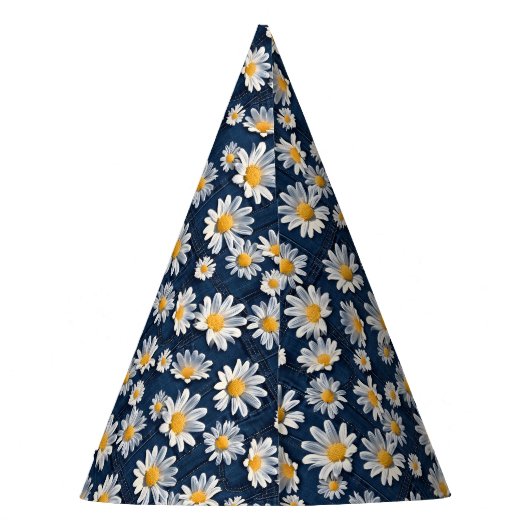 Daisies on Blue Denim Birthday  Feesthoedjes (Achterkant)