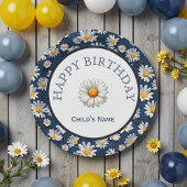 Daisies on Blue Denim Birthday  Papieren Bordje