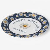 Daisies on Blue Denim Birthday  Papieren Bordje (Gekanteld)