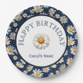Daisies on Blue Denim Birthday  Papieren Bordje (Voorkant)