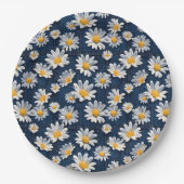 Daisies on Blue Denim Birthday  Papieren Bordje (Voorkant)