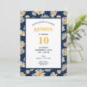 Daisies on Blue Denim Birthday Party Kaart (Staand voorkant)