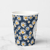 Daisies on Blue Denim Birthday Party Papieren Bekers (Rechts)