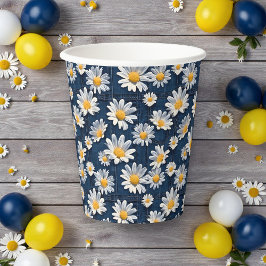 Daisies on Blue Denim Birthday Party Papieren Bekers