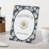 Daisies on Blue Denim Birthday  Reclamebord Met Voetstuk (Insitu)