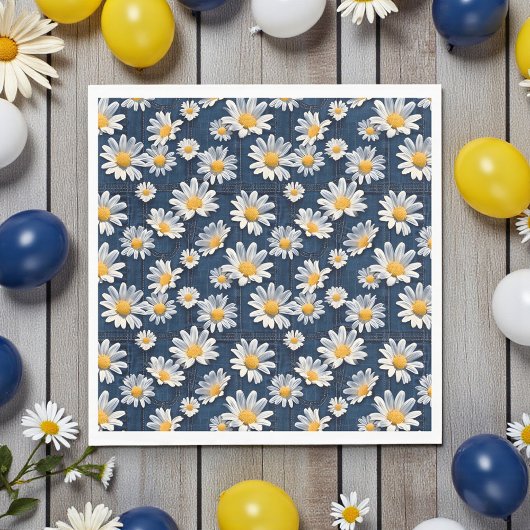 Daisies on Blue Denim Birthday  Servet