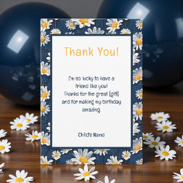 Daisies on Blue Denim Birthday Thank You Card Bedankkaart