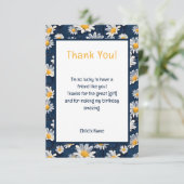 Daisies on Blue Denim Birthday Thank You Card Bedankkaart (Staand voorkant)