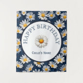 Daisies on Blue Denim Birthday  Wandkleed (Voorkant)