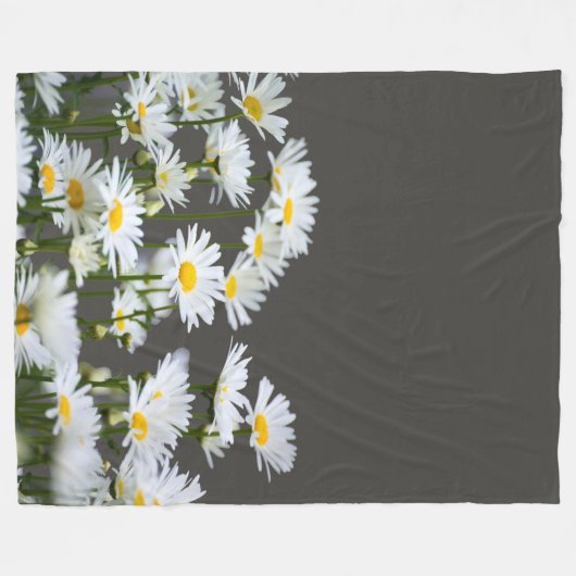 Daisies on Grey Fleece Deken (Voorkant (Horizontaal))