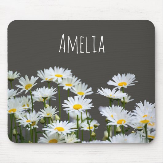 Daisies on Grey Personalised Muismat (Voorkant)