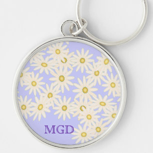 Daisies on lila monogram premium sleutelhanger