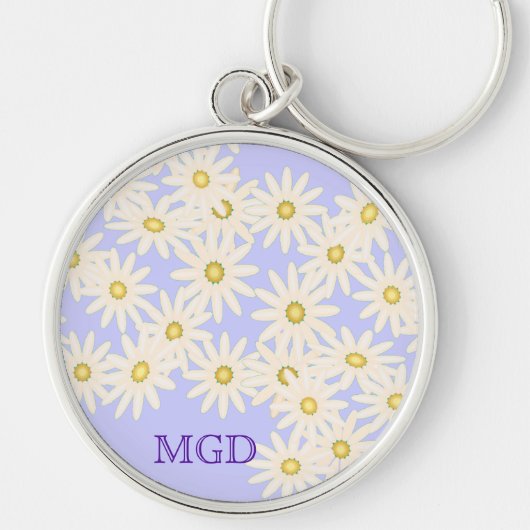 Daisies on lila monogram premium sleutelhanger (Voorkant)