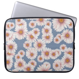Daisies on pretty lavender background watercolor  laptop sleeve