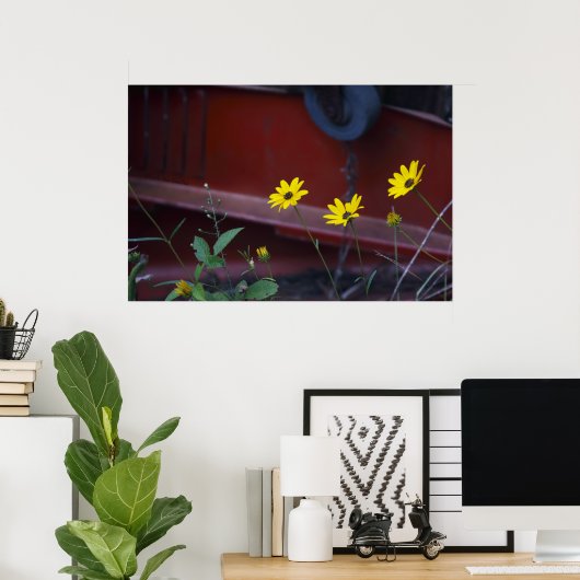 Daisies-on-Red Poster (Thuiskantoor)