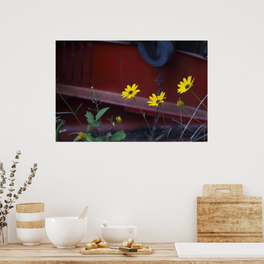 Daisies-on-Red Poster (Keuken)
