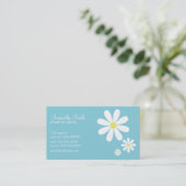 Daisies op blauw contactkaartje (Staand voorkant)