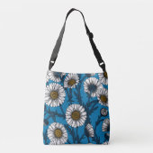Daisies op blauw crossbody tas (Achterkant)
