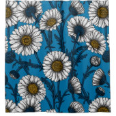 Daisies op blauw douchegordijn (Voorkant)