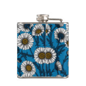 Daisies op blauw heupfles (Achterkant)