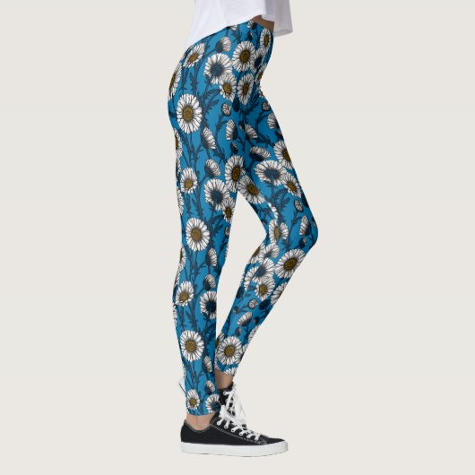 Daisies op blauw leggings (Rechts)