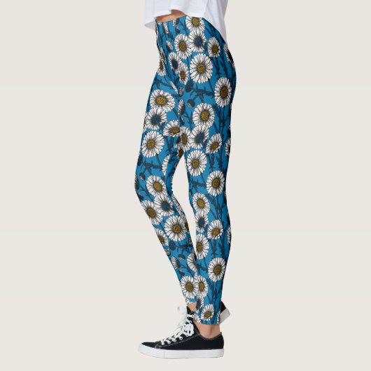 Daisies op blauw leggings (Links)