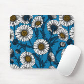 Daisies op blauw muismat (Met muis)
