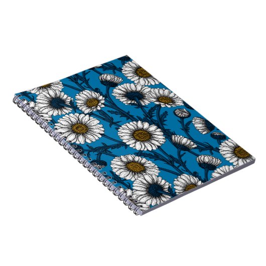 Daisies op blauw notitieboek (Rechterzijde)