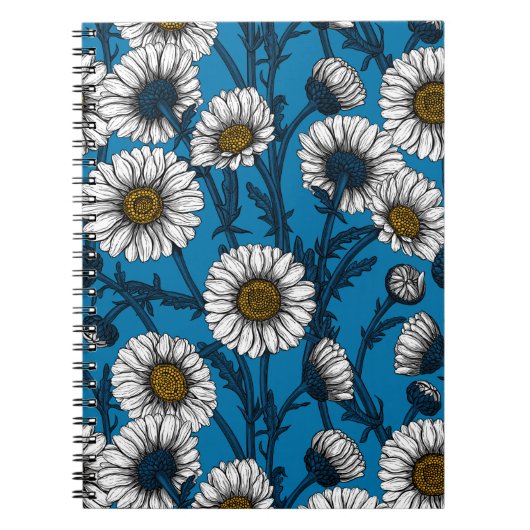 Daisies op blauw notitieboek (Voorkant)