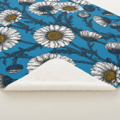 Daisies op blauw sherpa deken (3/4)