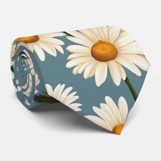 Daisies op blauw stropdas (Opgerold)