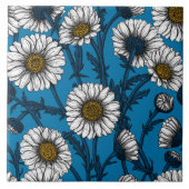 Daisies op blauw tegeltje (Voorkant)