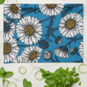 Daisies op blauw theedoek (Gevouwen)