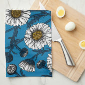 Daisies op blauw theedoek (Quarter Fold)