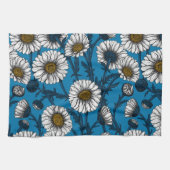 Daisies op blauw theedoek (Horizontaal)
