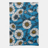 Daisies op blauw theedoek (Verticaal)