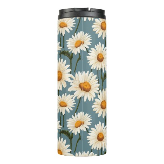 Daisies op blauw thermosbeker (Achterkant)