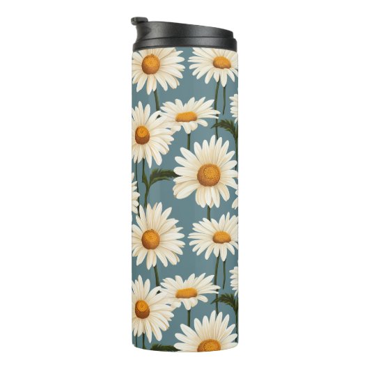 Daisies op blauw thermosbeker (Geroteerd rechts)