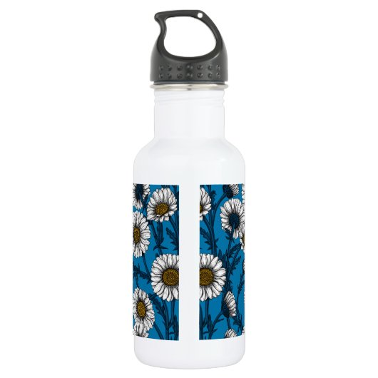 Daisies op blauw waterfles  (Achterkant)