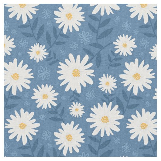 Daisies op blauwe achtergrond stof (Close Up)