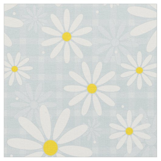 Daisies op bleke blauw gingham plaid stof (Close Up)