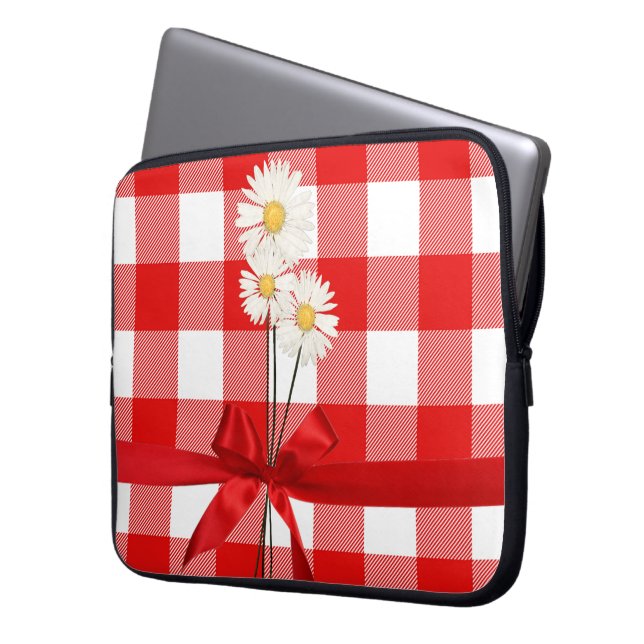Daisies op Buffalo Play Laptop Sleeve (Voorkant Links)