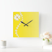 Daisies op de Gele Square Wall Clock Vierkante Klok (Huis)