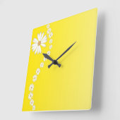Daisies op de Gele Square Wall Clock Vierkante Klok (Hoek)